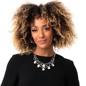 Tear Drop Shape Diamond Chaim Necklace/ w earrings